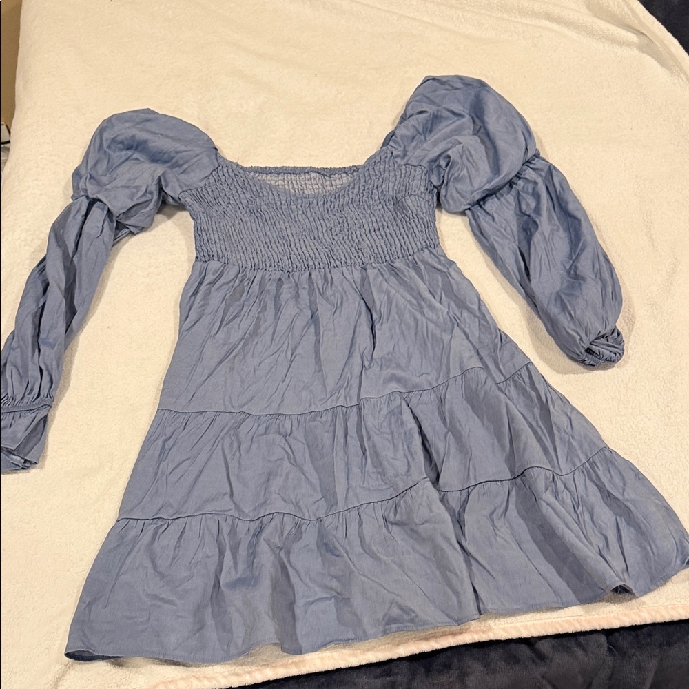 Amazon Women's Blue Puff Sleeve Dress